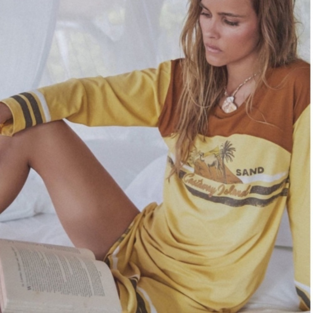 SPELL & THE GYPSY COLLECTIVE The Spell White Sand Organic Tee Dress Size S